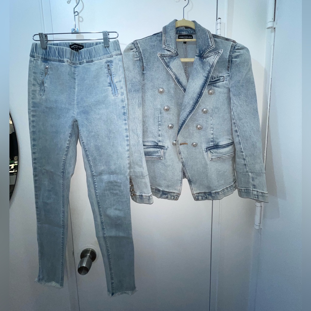 Generation Love Denim Blazer And Pants Set